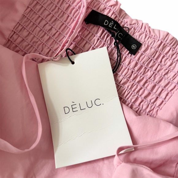 Deluc Padua Pink Poplin Maxi Dress | NWT | Bow Tie V-Neck | Size M - Picture 8 of 16